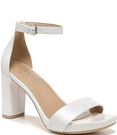 Joy Leather Square Toe Ankle Strap Dress Sandals by Naturalizer