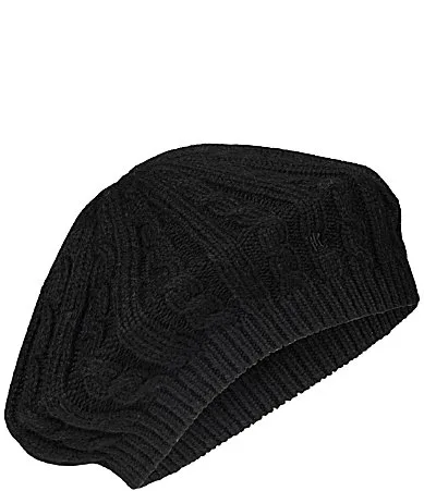 Lauren Ralph Lauren Core Cable Knit Beret Hat by Ralph Lauren