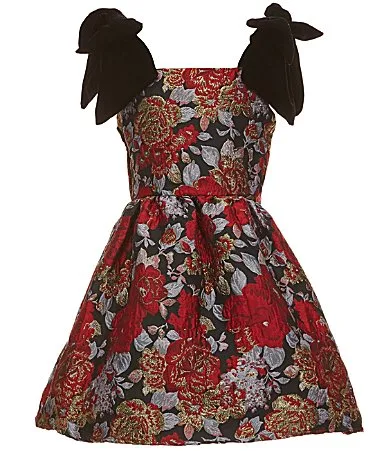 Baroque Bow Shoulder Fit Flare Mini Dress by GB