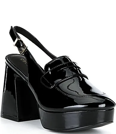 Pirate Patent Leather Slingback Penny Loafer Pumps by Cecelia New York