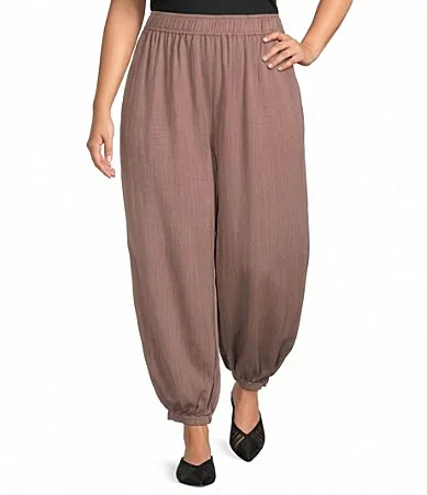 Twill Coordinating Harem Ankle Pants by Calessa