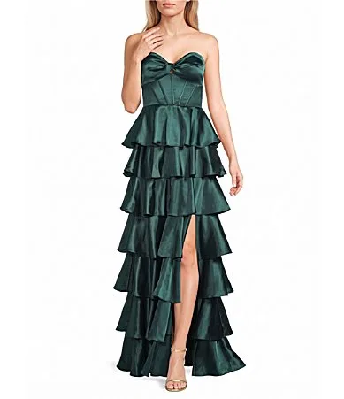 Sleeveless Strapless Multi-Tiered Long Dress by Midnight Doll