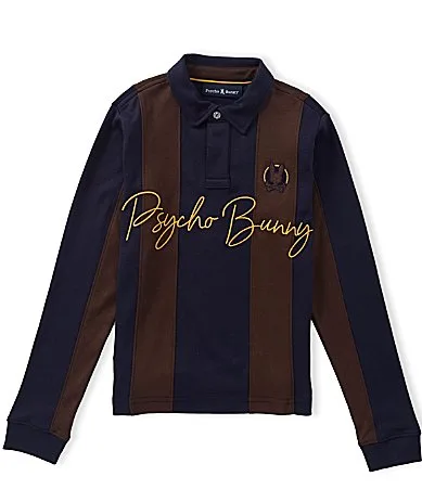 Chad Long Sleeve Striped Polo Shirt by Psycho Bunny