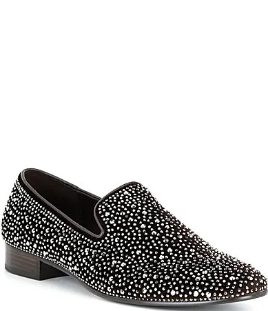 London Ace Crystal Embellished Slip on Loafers by Kurt Geiger