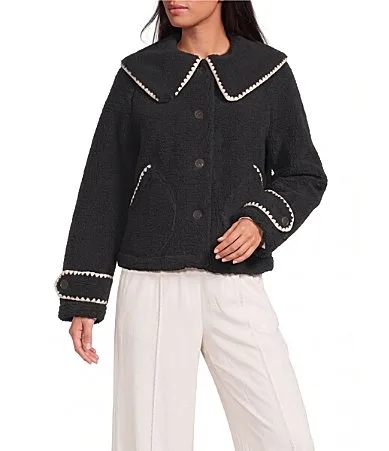 Plush Fleece Peter Pan Collar Long Sleeve Jacket by UGG