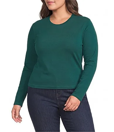 The Long Sleeve Crew Neck Baby Tee by GOOD AMERICAN