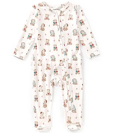 Christmas Teddy Bear 2-Way Ruffle Zipper Footie by Angel Dear