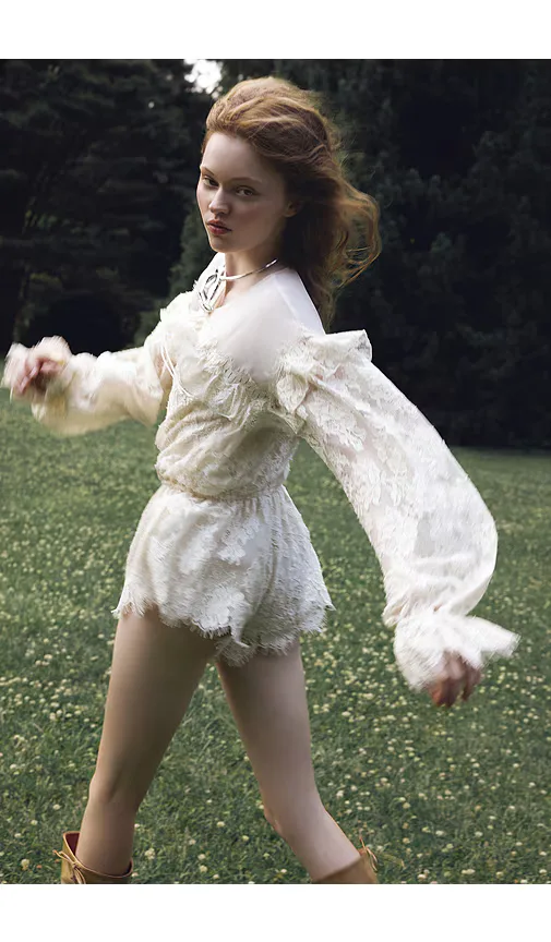 Country Rose Lace Romper by For Love & Lemons