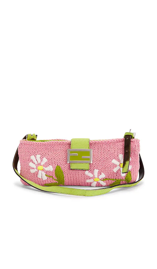 Fendi Floral Knit Baguette Pochette Shoulder Bag by Fwrd Renew