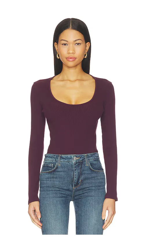 Delara Long Sleeve Scoop Neck Bodysuit by L'AGENCE