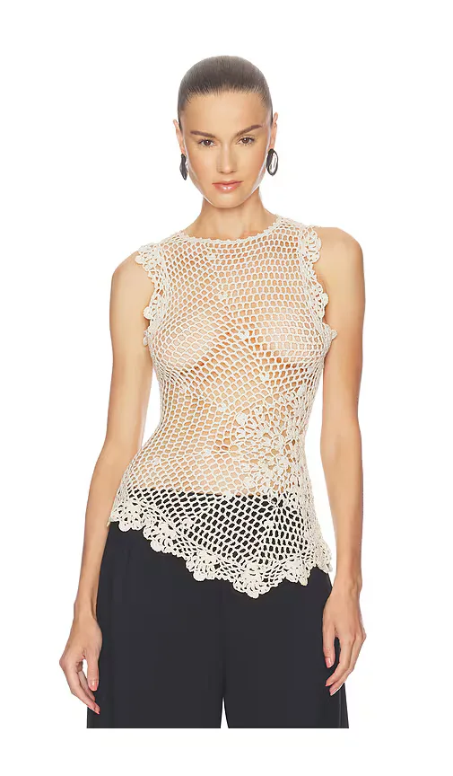 Camdin Hand Crochet Asymmetric Top