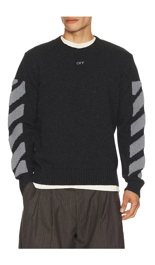 Diag Fuzzy Knit Crewneck Sweater by Off-White