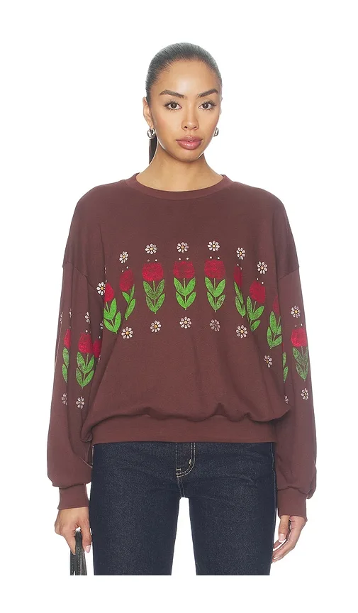 Camp Flowers Oversized Crew Sweatshirt by Daydreamer