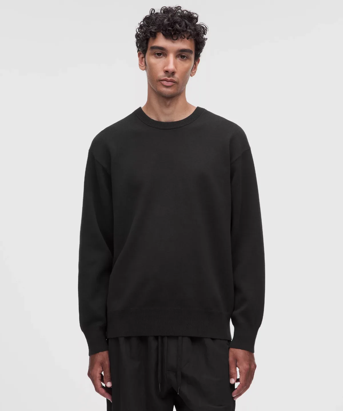 Cotton-Blend Knit Long-Sleeve Crewneck Sweater