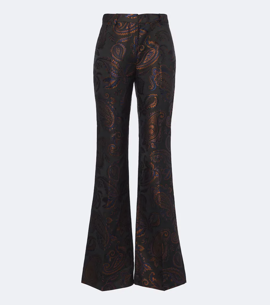 Paisley Jacquard Cotton Flared Pants