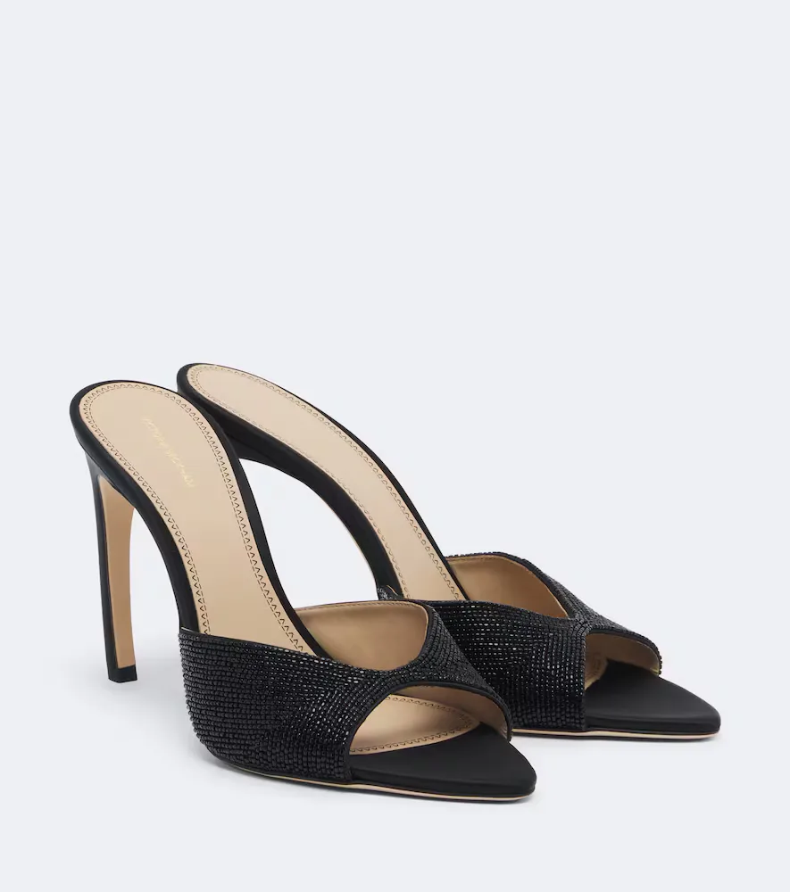 Harlow Beaded Satin Mules