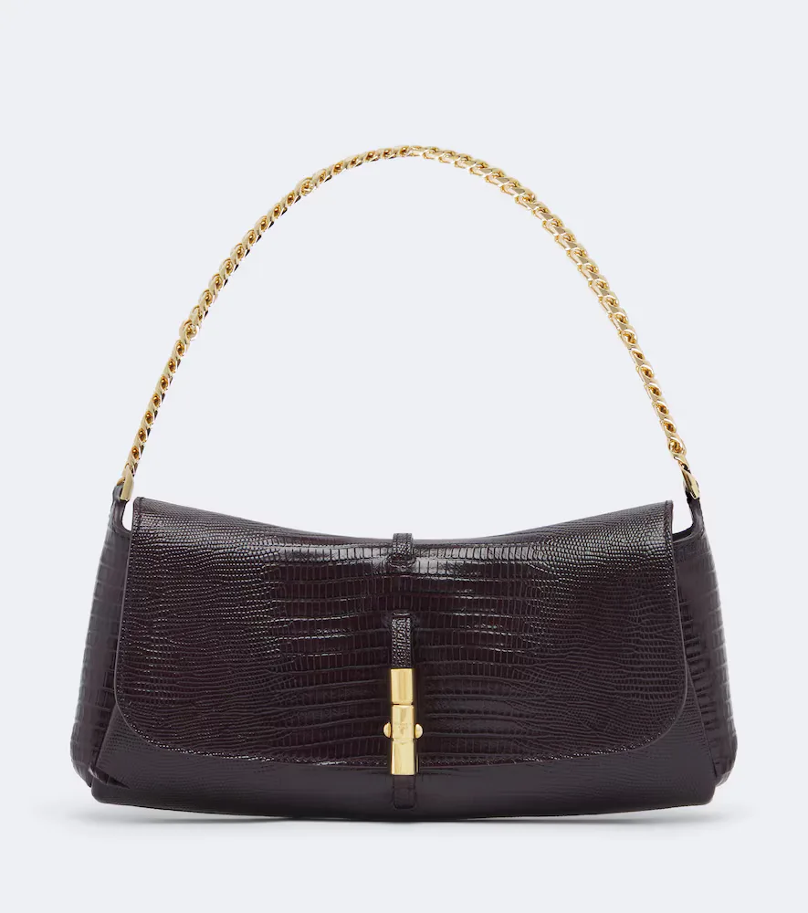 Metropolis Croc-Effect Leather Shoulder Bag by Balmain