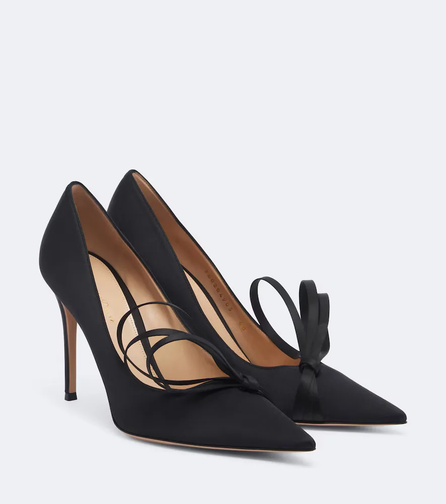 Bow-Detail Satin Pumps by Gianvito Rossi