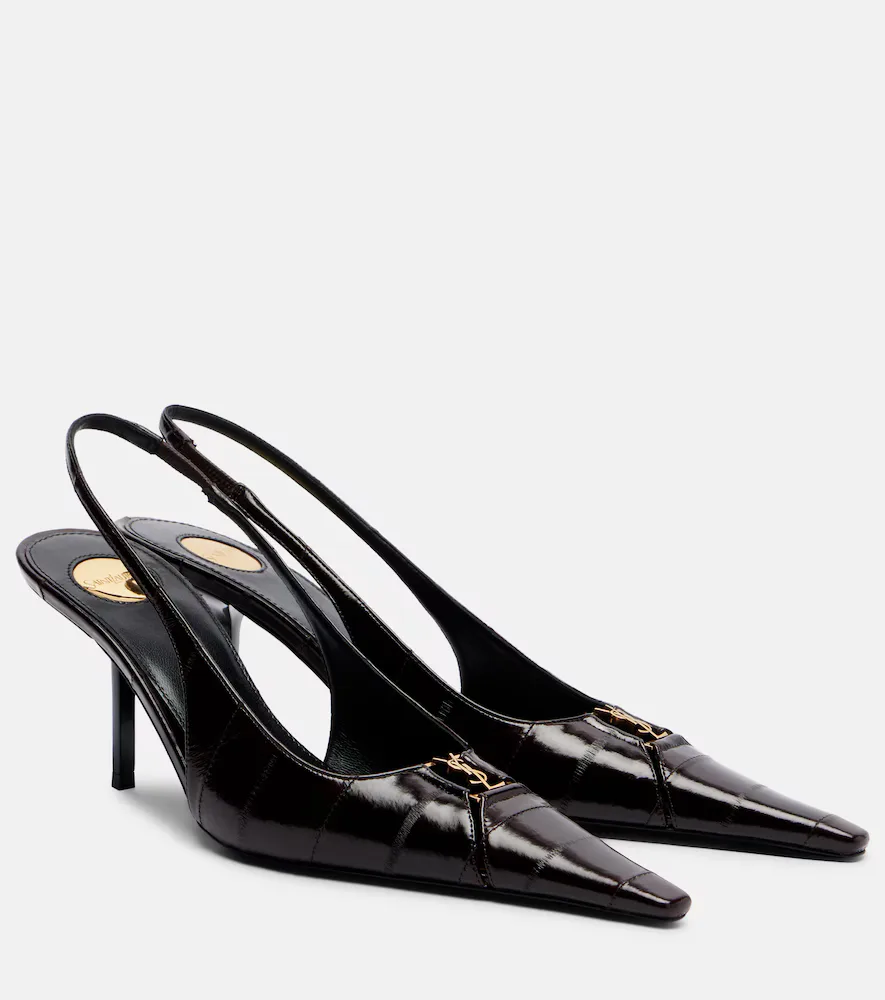Babylone Eel Leather Slingback Pumps by Saint Laurent