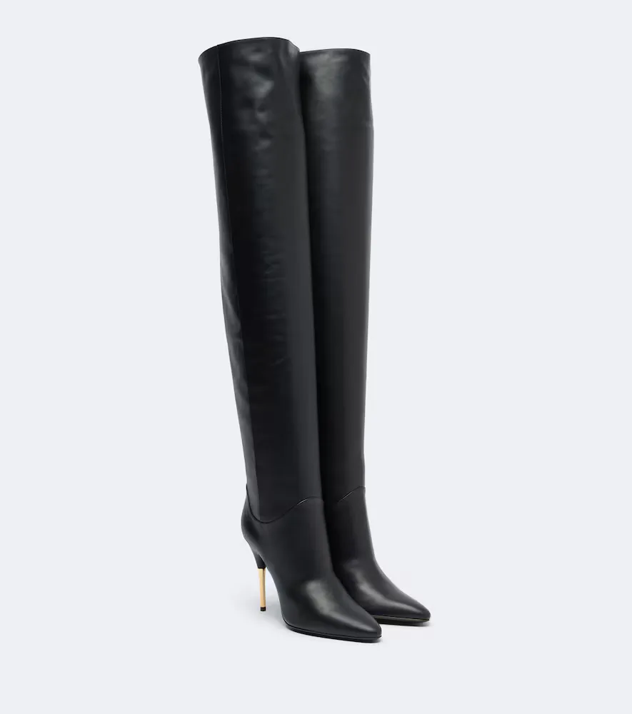 VLogo Leather Over-The-Knee Boots