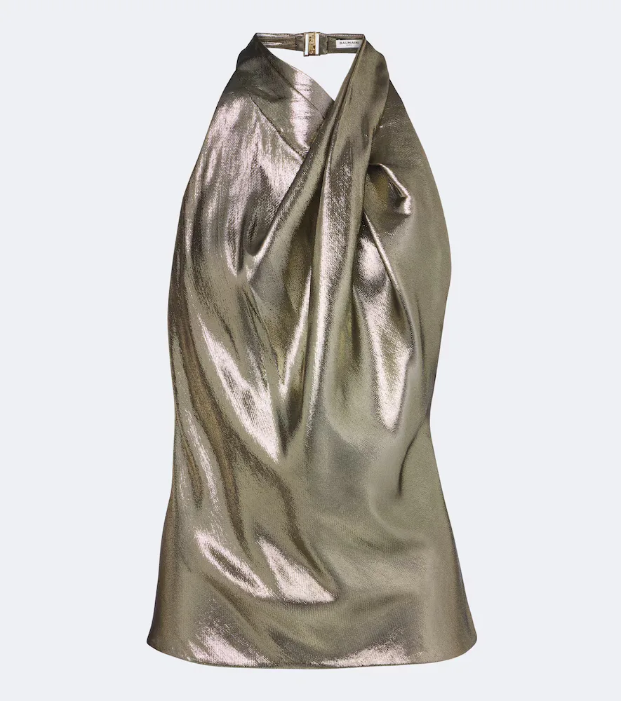 Draped Halterneck Silk-Blend Top by Balmain