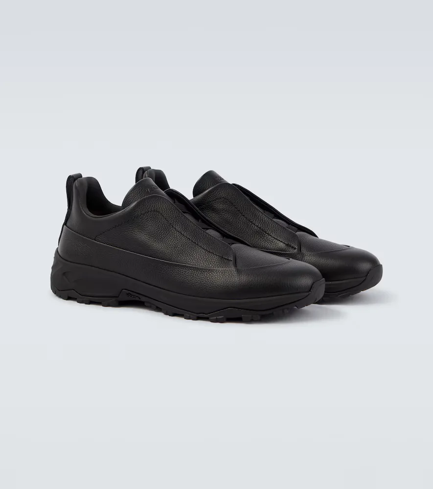 Triple Stitch Leather Sneakers by Zegna