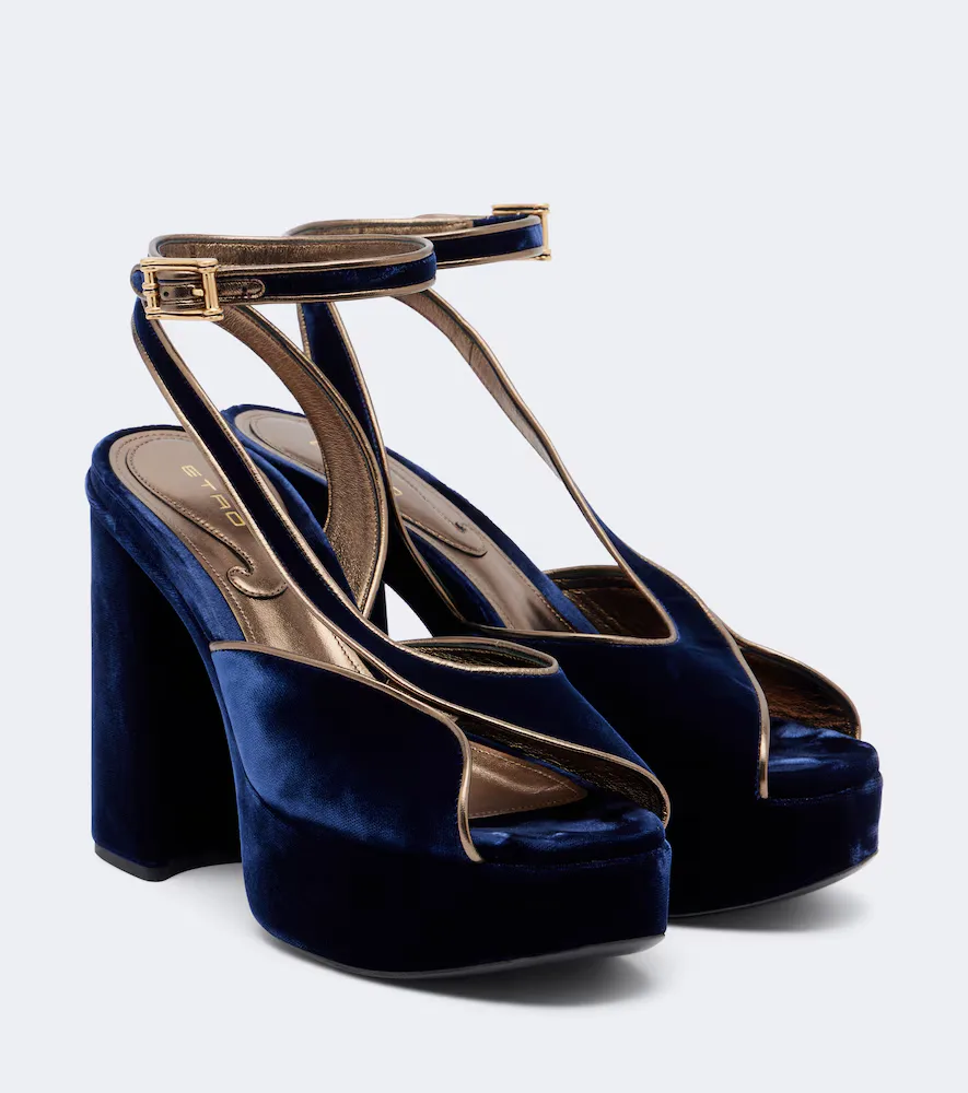 Velvet Platform Sandals by ETRO