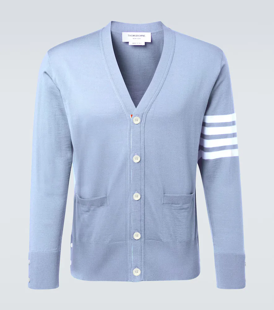 4-Bar Virgin Wool Cardigan by Thom Browne
