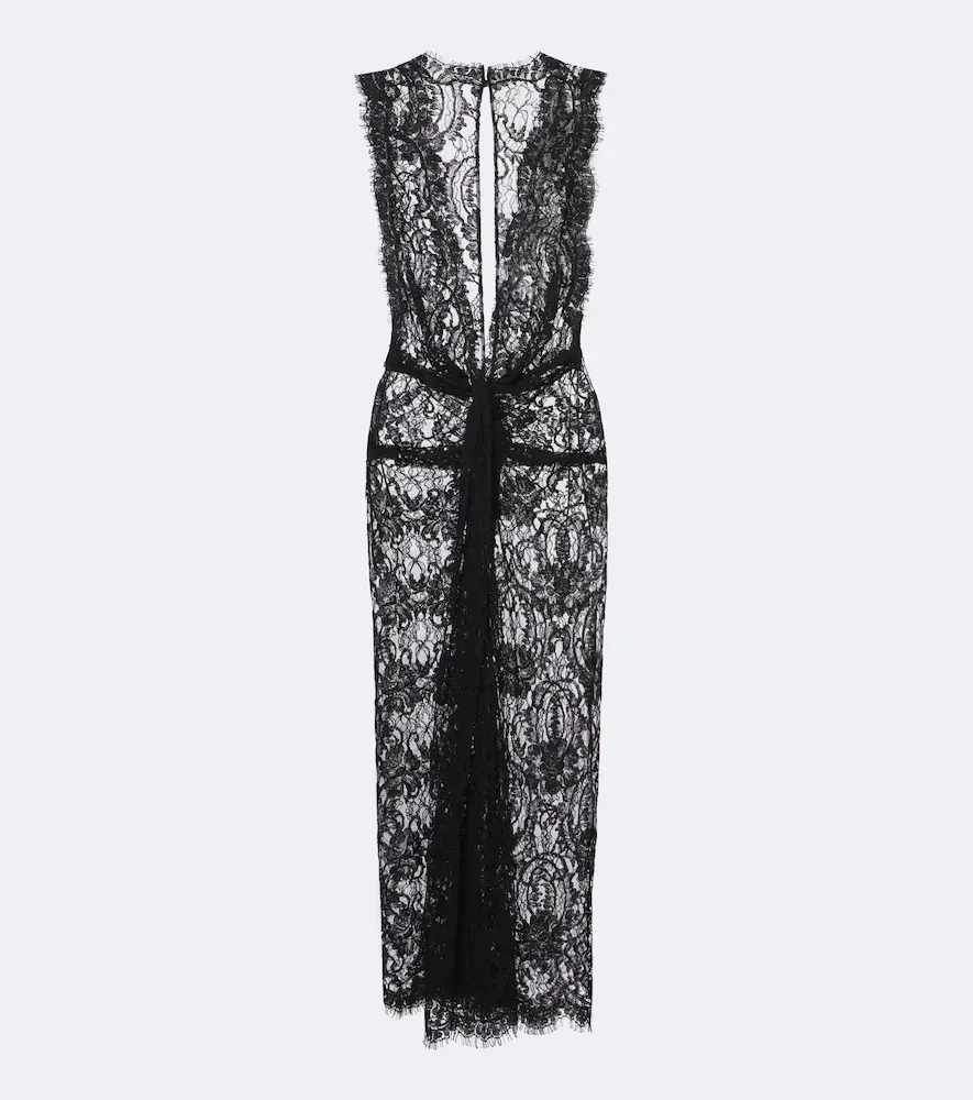 Gathered Cotton-Blend Lace Midi Dress by Dolce&Gabbana