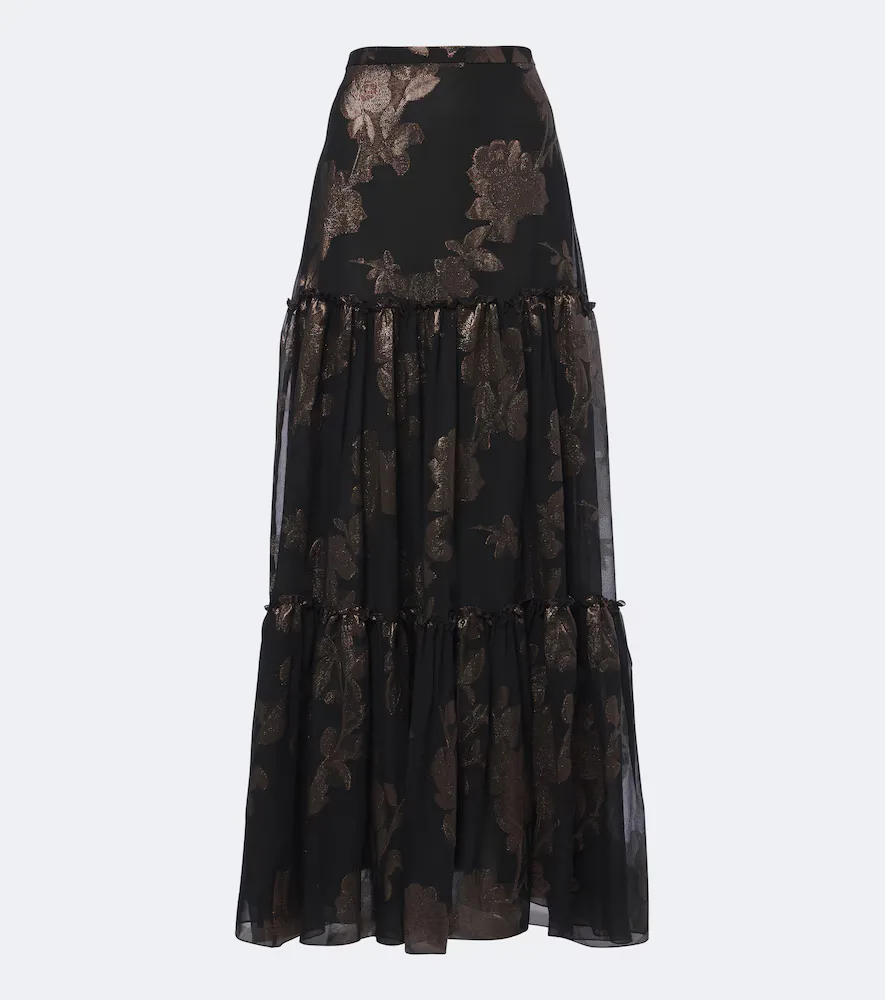 Tiered Silk-Blend Fil Coupé Maxi Skirt by ETRO