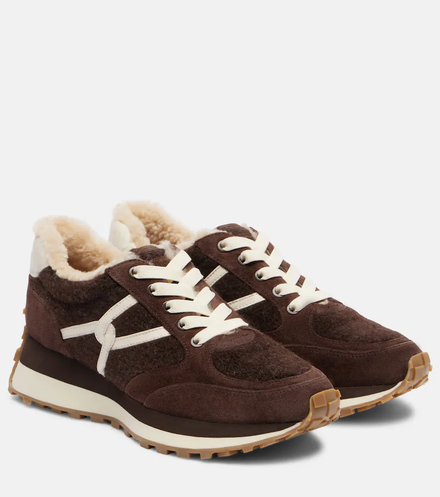 Valentina Suede-Trimmed Leather Sneakers by Veronica Beard