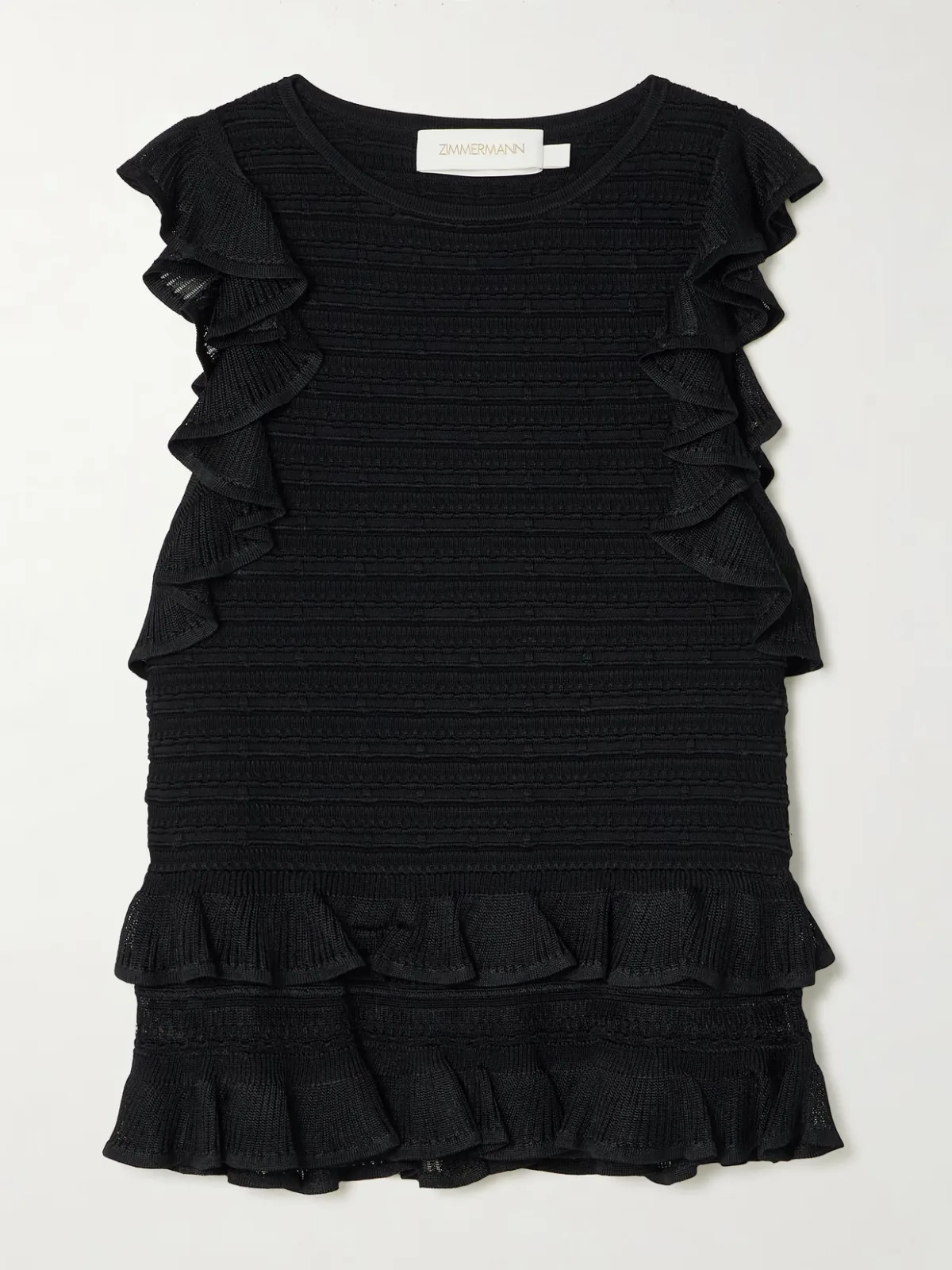 - Luna Ruffled Tiered Ribbed-knit Top -