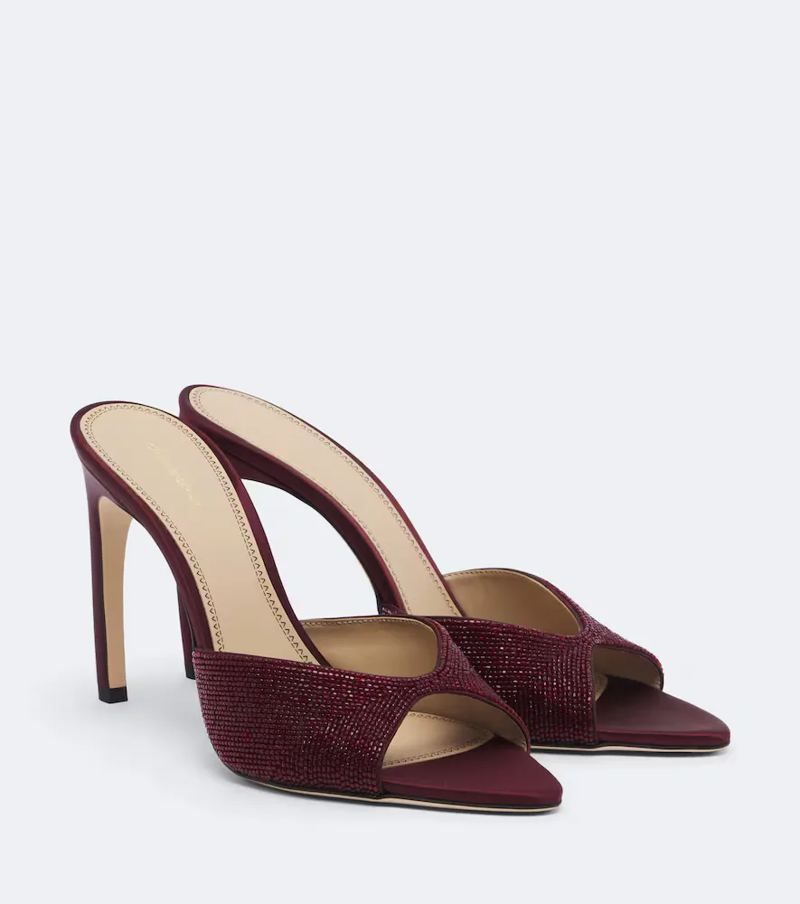 Harlow Beaded Satin Mules