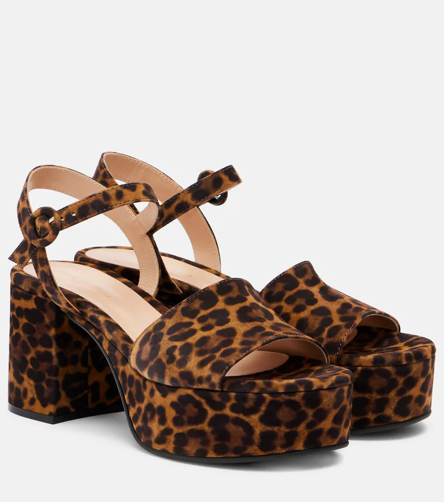 35 Leopard-Print Leather Platform Sandals by Gianvito Rossi