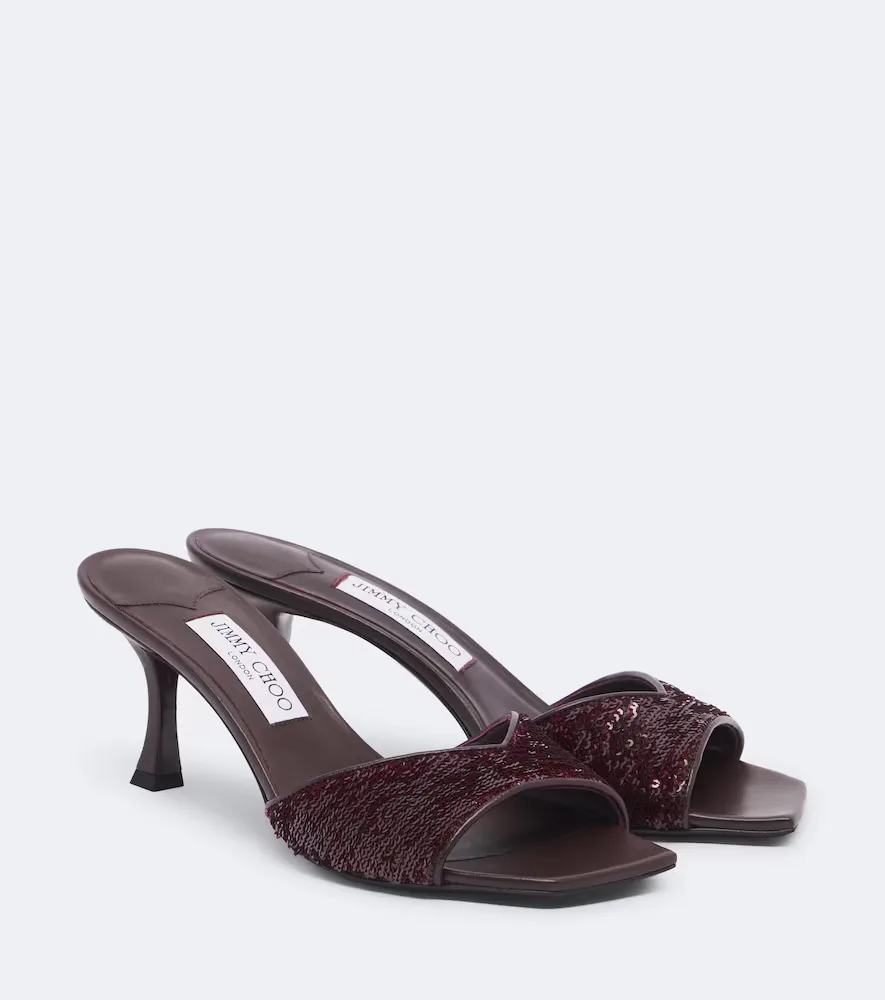 Skye Sequined Leather Mules by Jimmy Choo