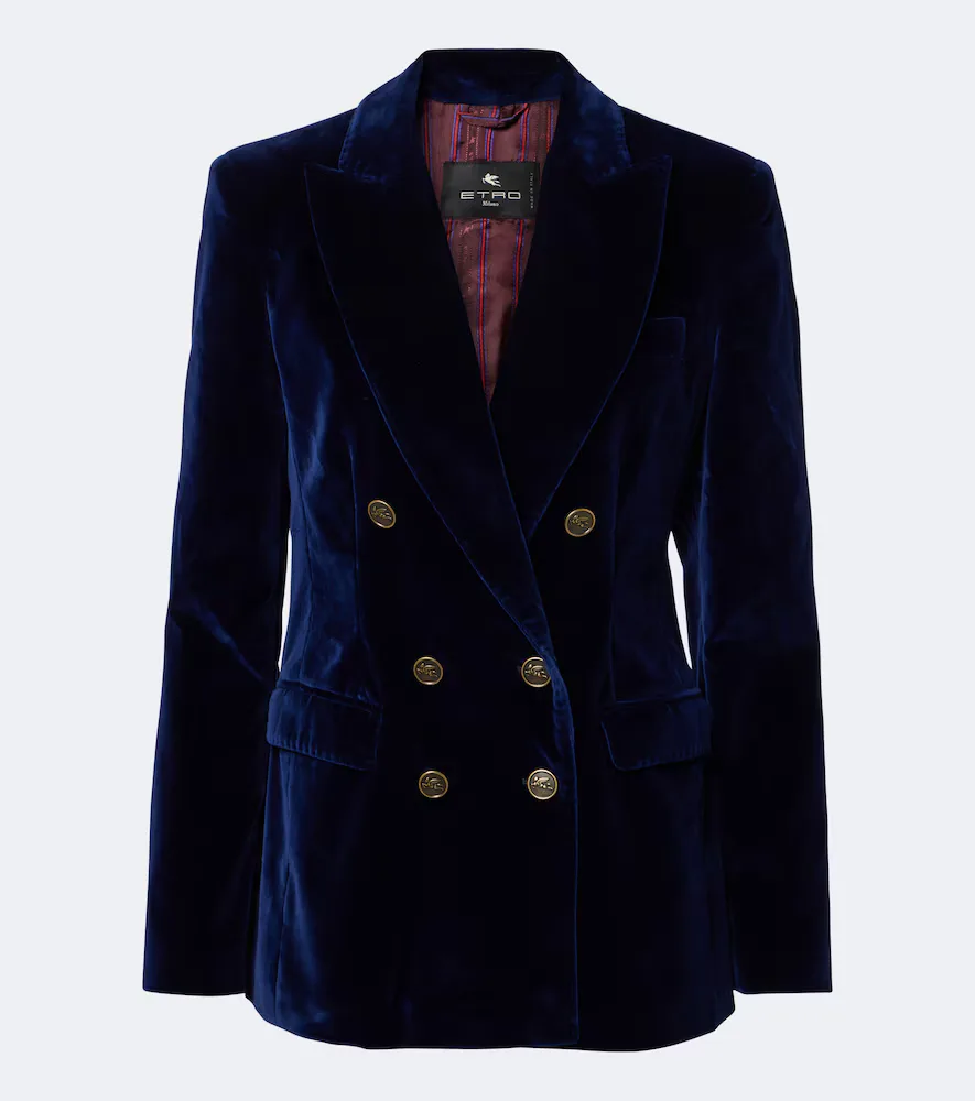 Double-Breasted Cotton Velvet Blazer by ETRO