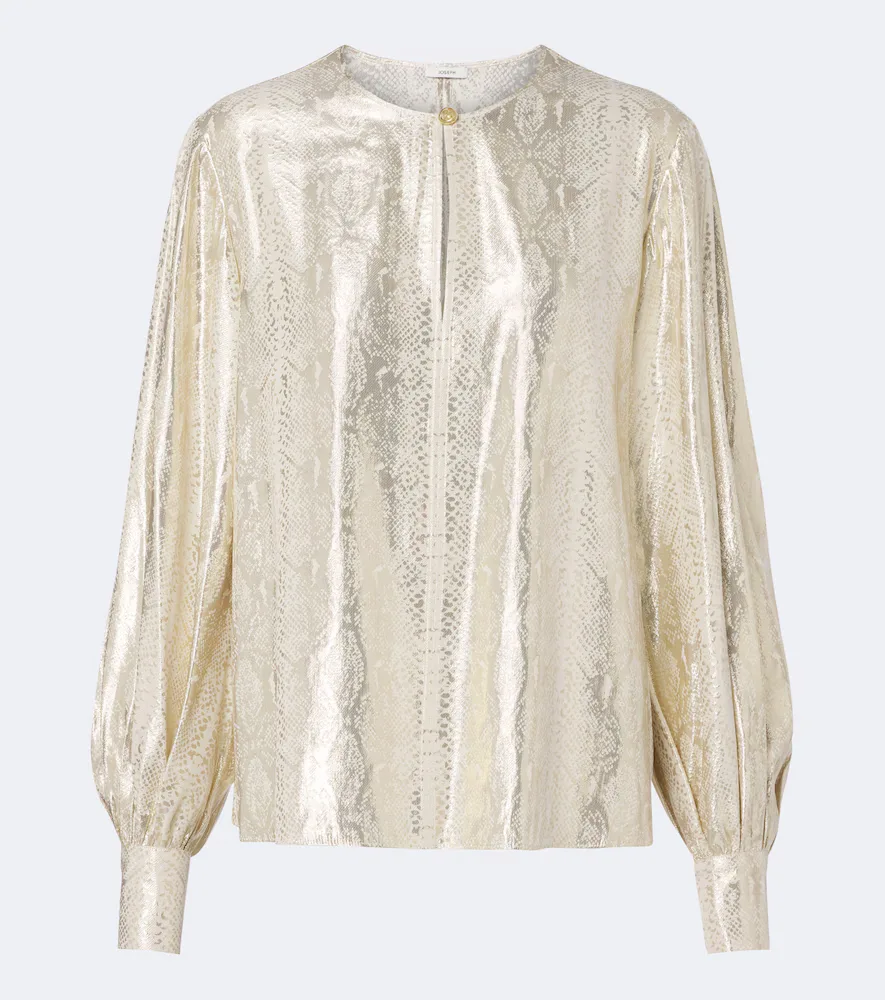 Valerie Snake-Print Silk-Blend Lam Blouse by Joseph