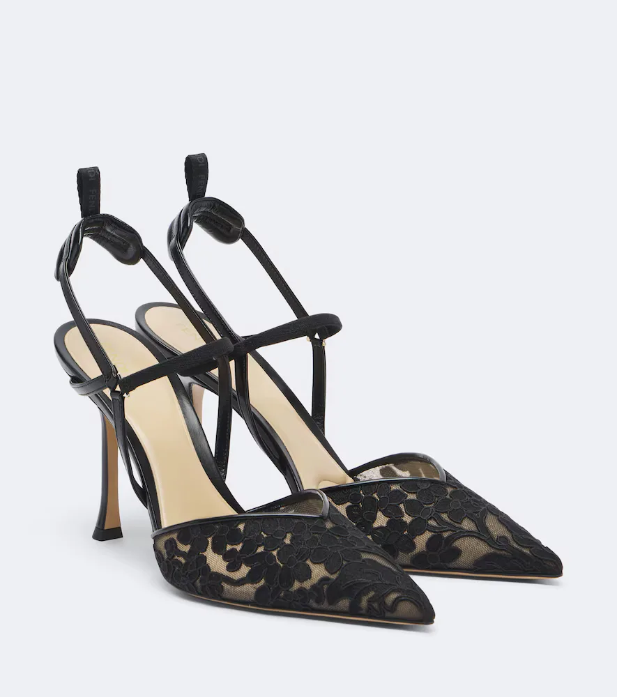 Colibr Floral Lace Slingback Pumps