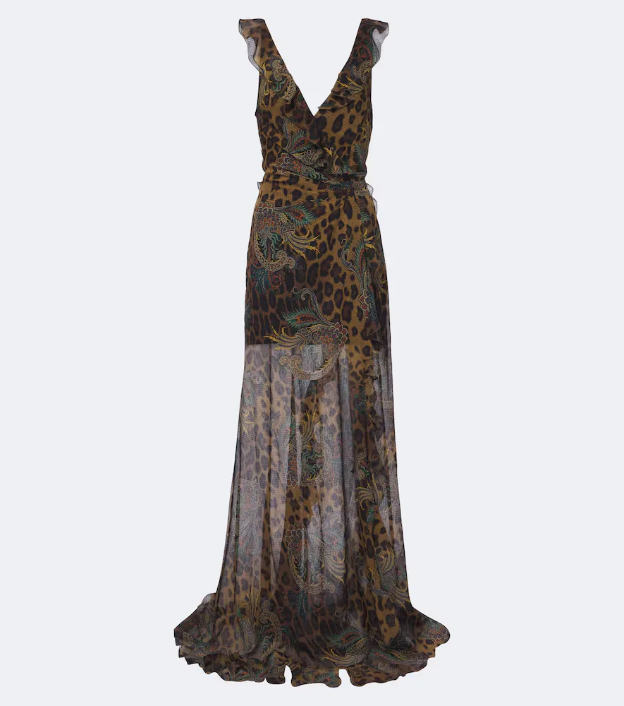 Printed Ruffled Seersucker Gown by ETRO