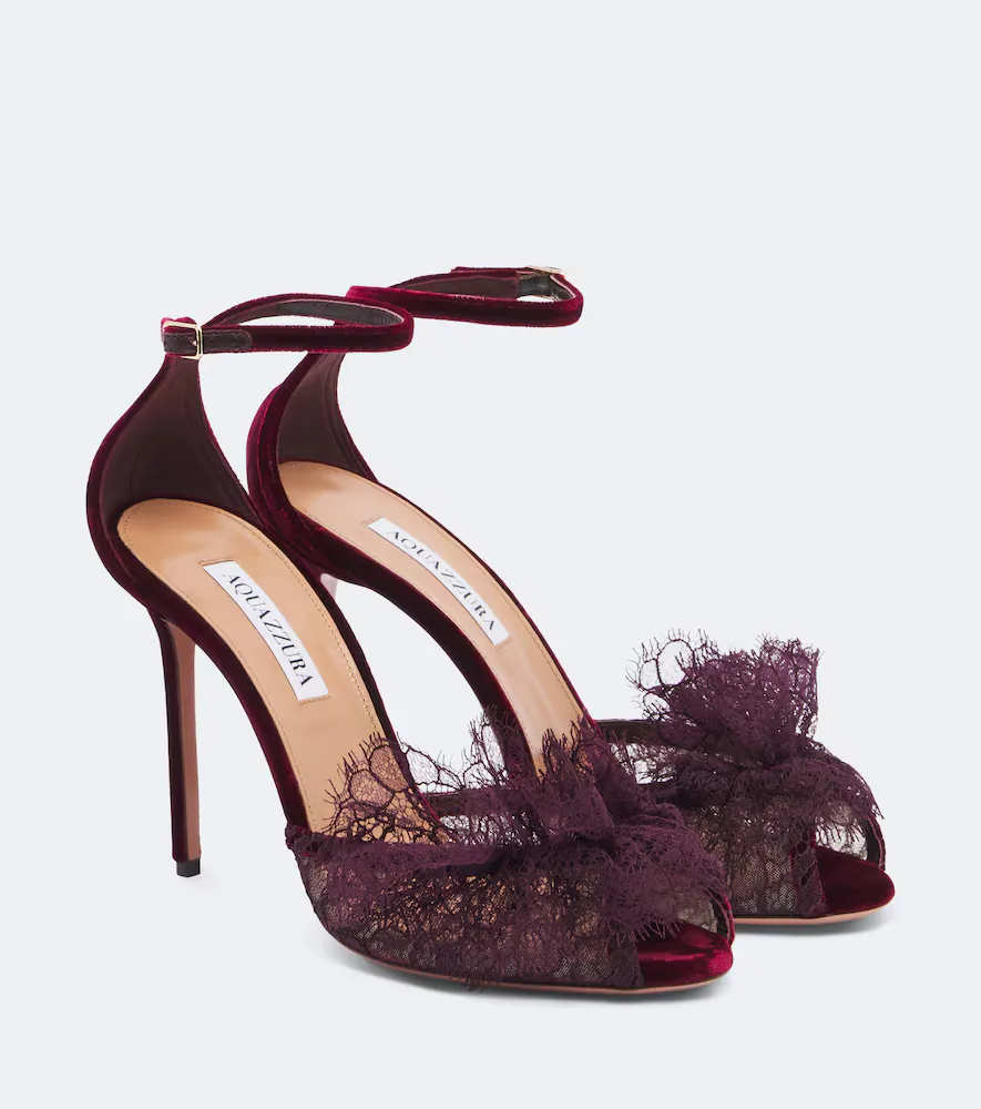 Lover Lace-Trimmed Mesh Sandals by Aquazzura