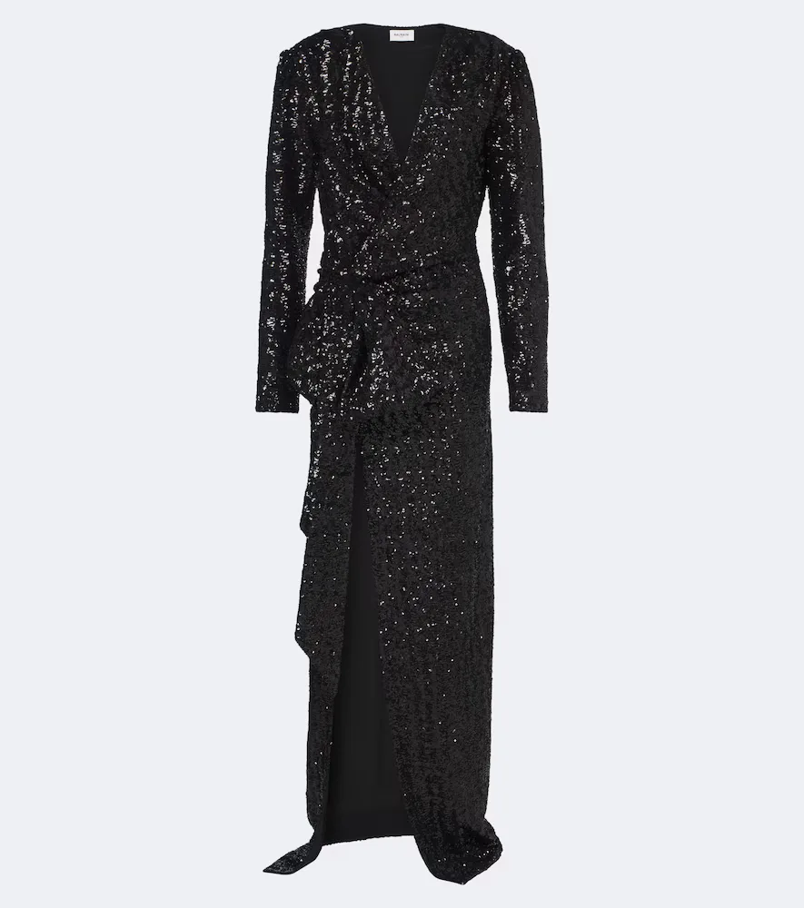 Bow-Detail Sequined Gown