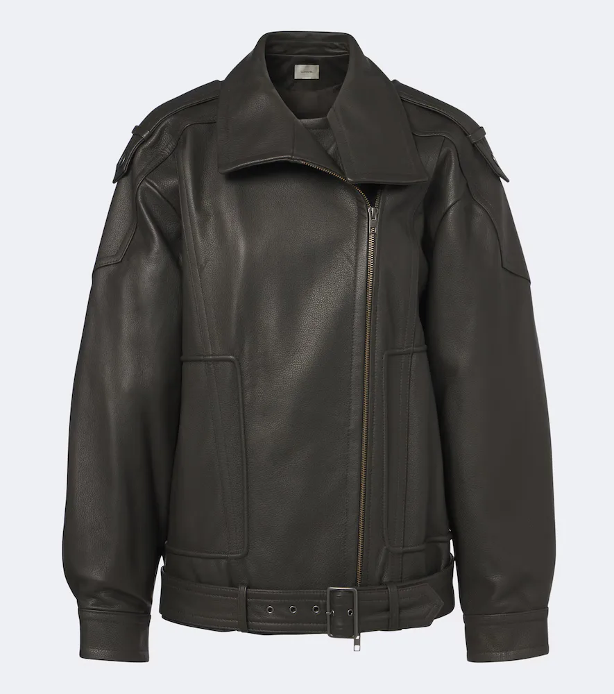 Oversized Leather Biker Jacket by Vince