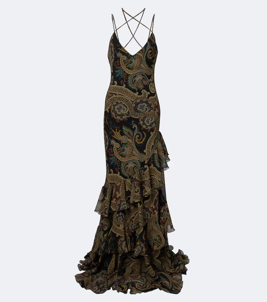 Paisley Ruffled Seersucker Gown by ETRO