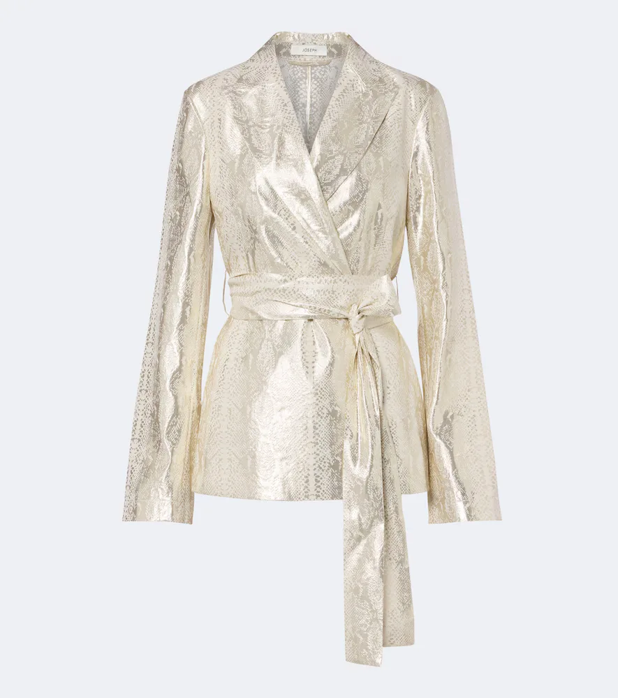 Ashner Snake-Print Silk-Blend Lam Blazer by Joseph