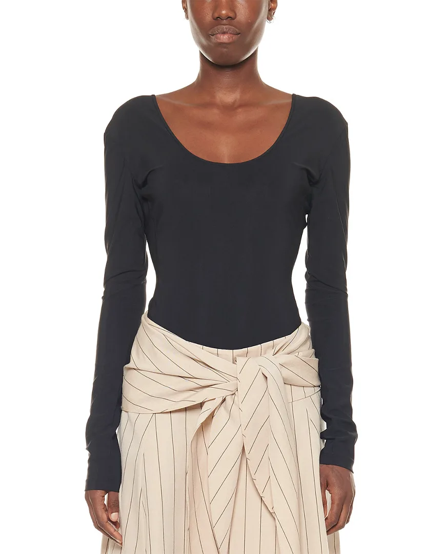 Stretch Bodysuit Scoop Neck Ballet Bodysuit by Tibi