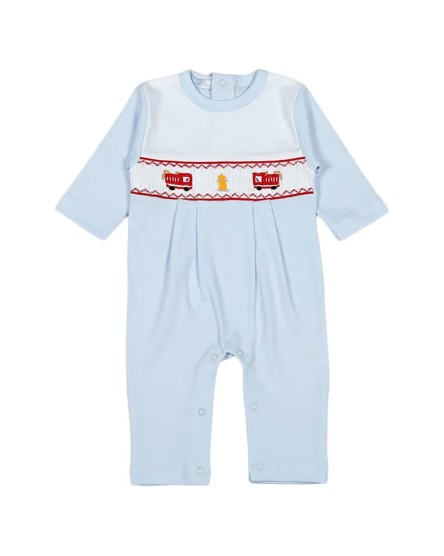 Fire Engine Hand Smocked Playsuit by Hug Me First
