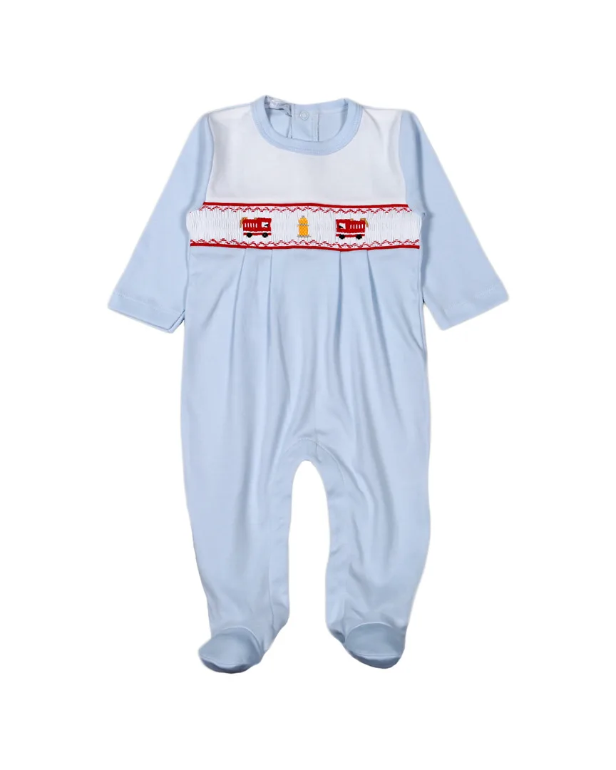 Fire Engine Hand Smocked Footie by Hug Me First