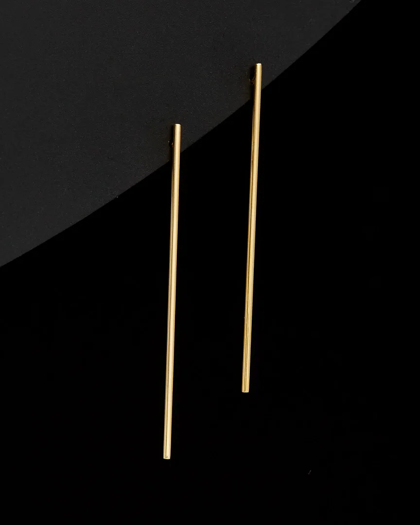 14K Italian Gold Thin Bar Earrings by Italian Gold