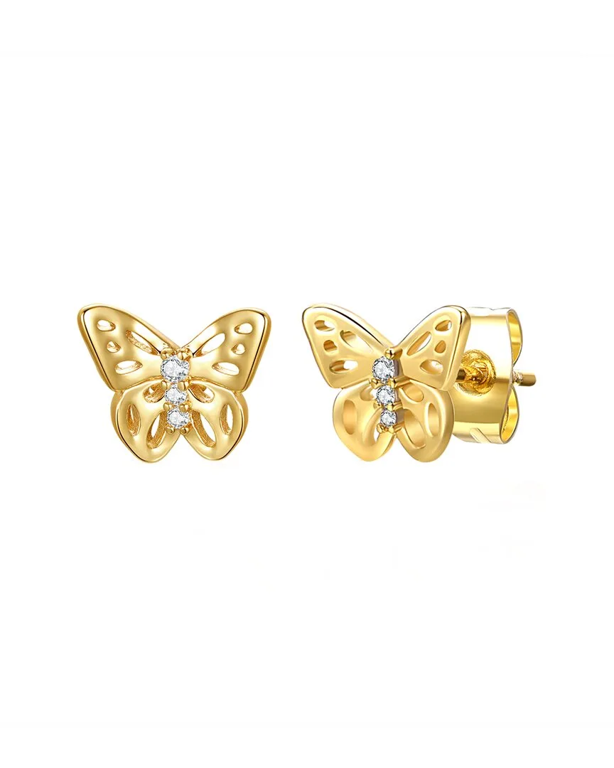 14K Plated Cz Butterfly Earrings by Rachel Glauber