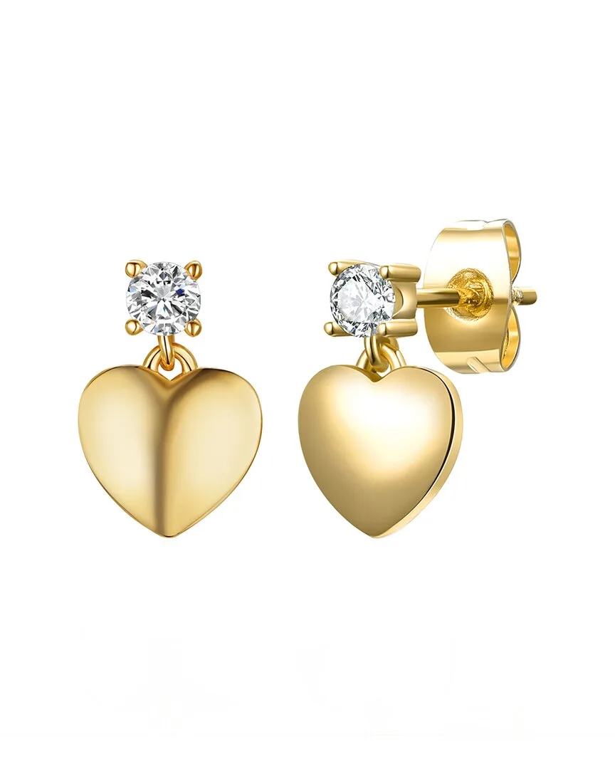 14K Plated Cz Heart Earrings
